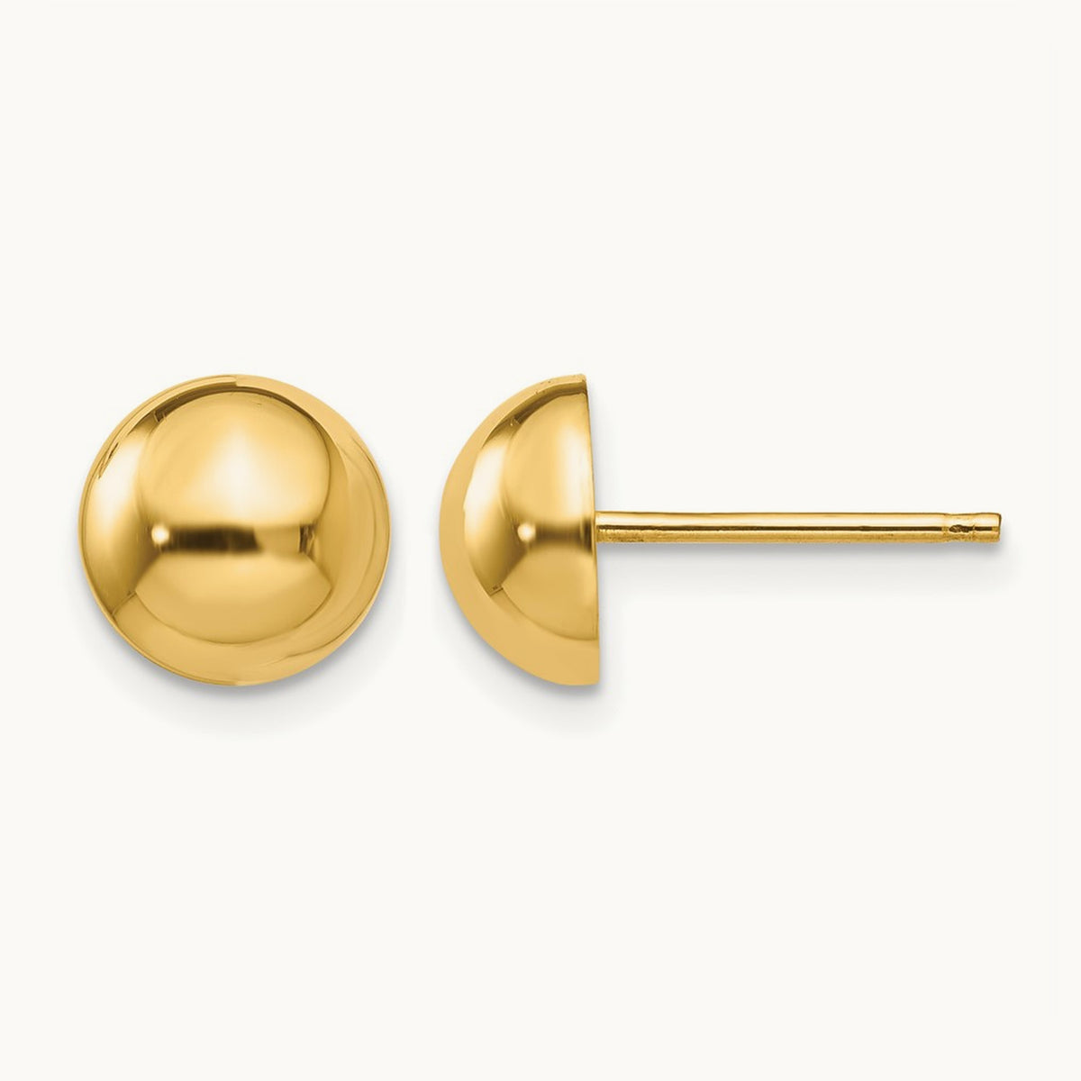Polished Half Ball Post Earrings — 8mm