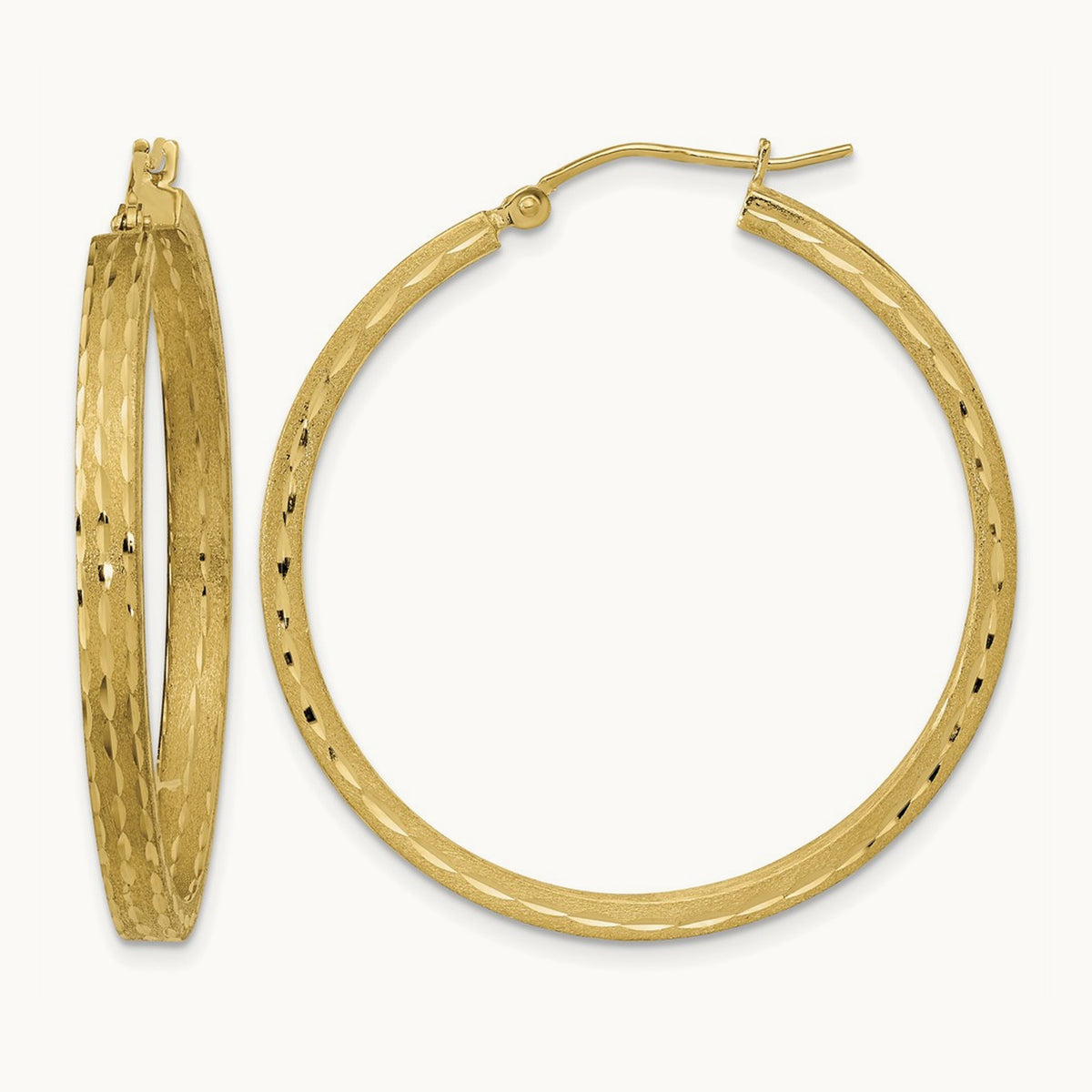 Satin and Diamond-cut Hoop Earrings — photo set