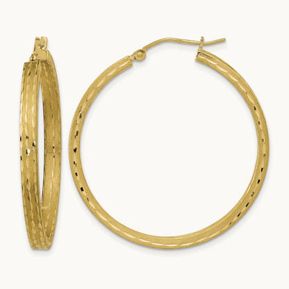 Satin and Diamond-cut Hoop Earrings — photo set
