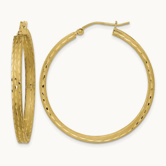 Satin and Diamond-cut Hoop Earrings — photo set