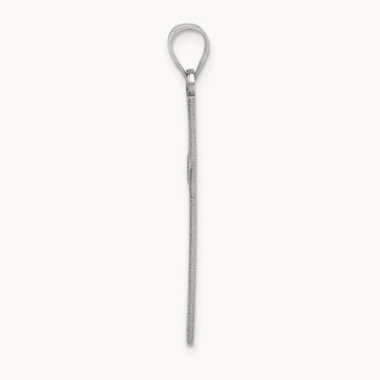 Solid Laser Etched Cross Pendant, 14K White Gold