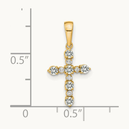 Topaz and Diamond Cross Pendant, 14K White