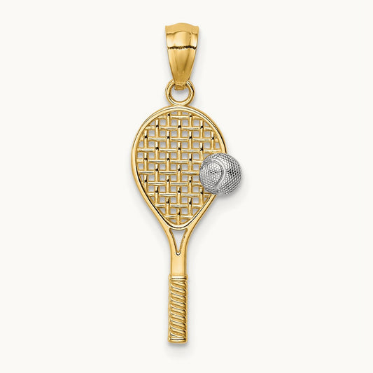 w/White Rhodium Tennis Pendant, 14K