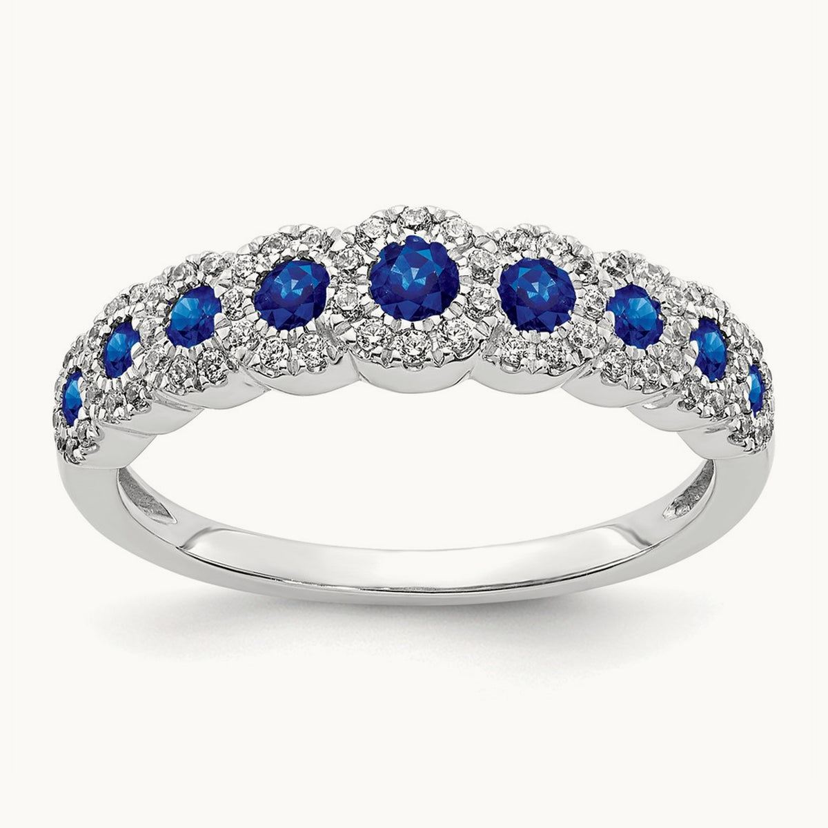Diamond and Sapphire Polished Ring, 14K White Gold