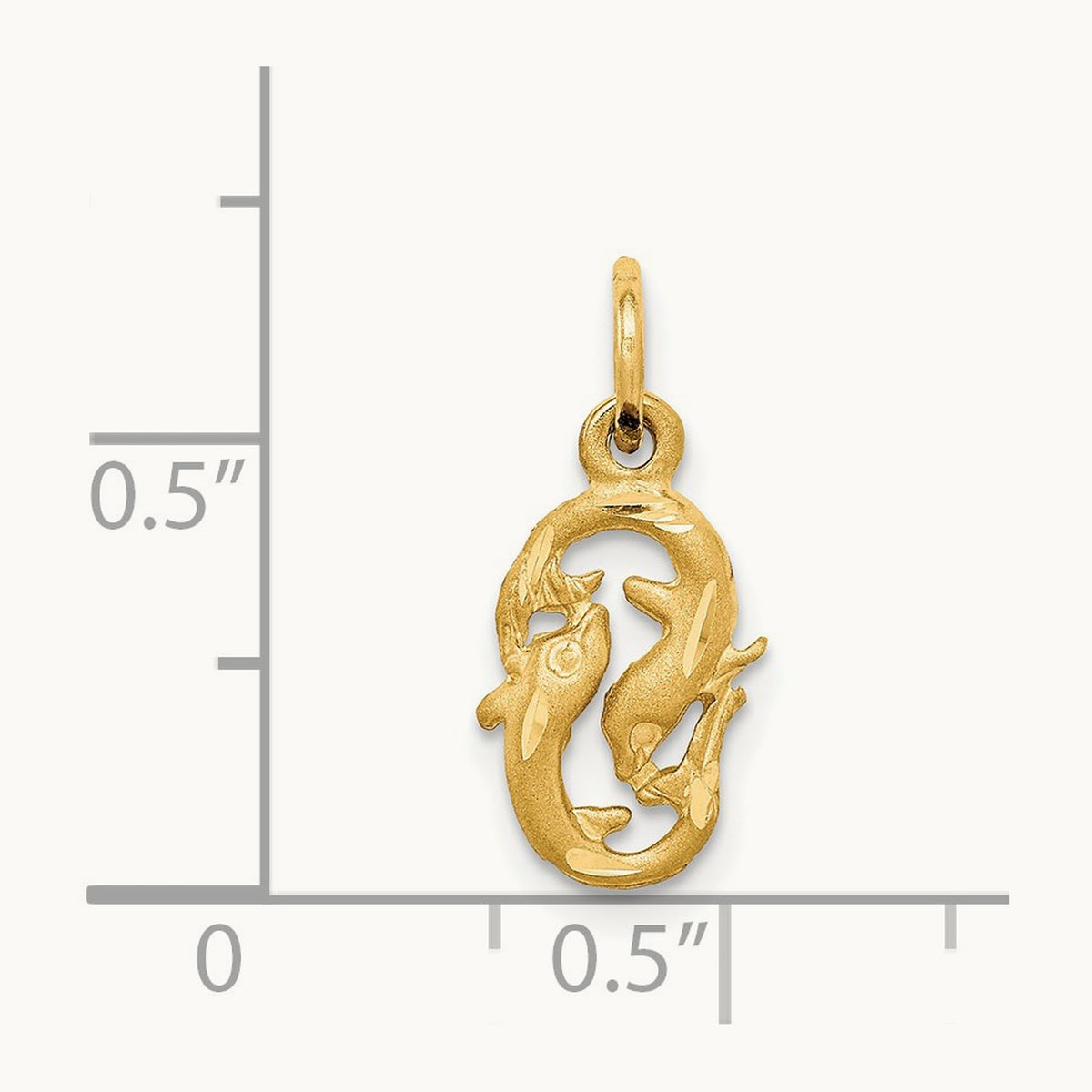 Satin Diamond-cut Pisces Zodiac Charm — 17mm