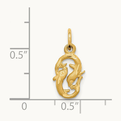 Satin Diamond-cut Pisces Zodiac Charm — 17mm