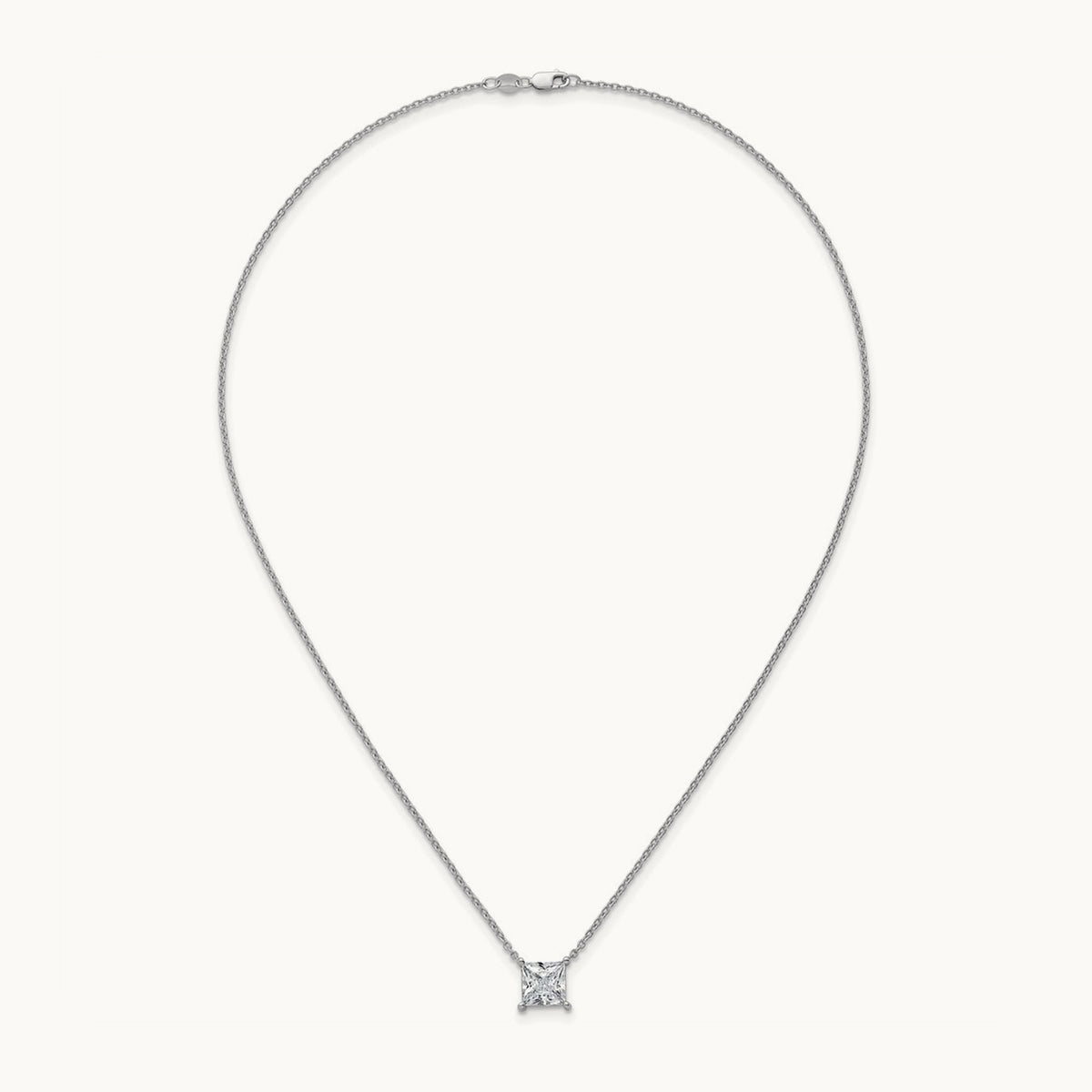 Princess Pendant Necklace, 0.25-4.00 ct tw Lab-Grown Diamond — 3 1/2 ct, 14K White Gold