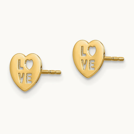 Madi K Love Heart Post Earrings, 14K