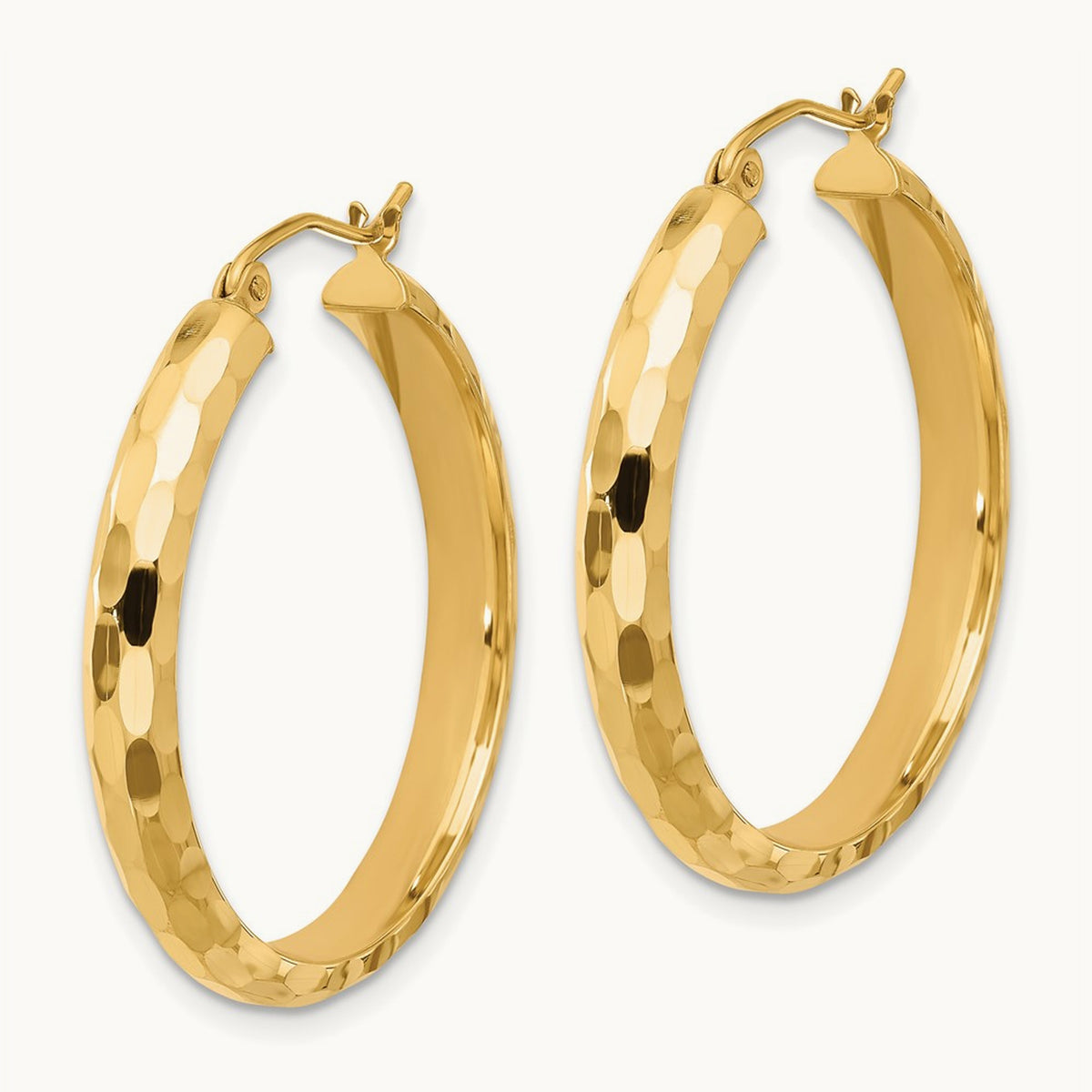 Diamond-cut Hoop Earrings, 14K