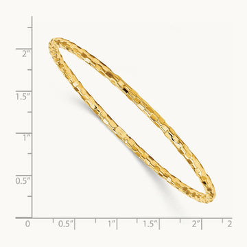 Polished Textured Slip-on Bangle Bracelet — 14K Yellow Gold