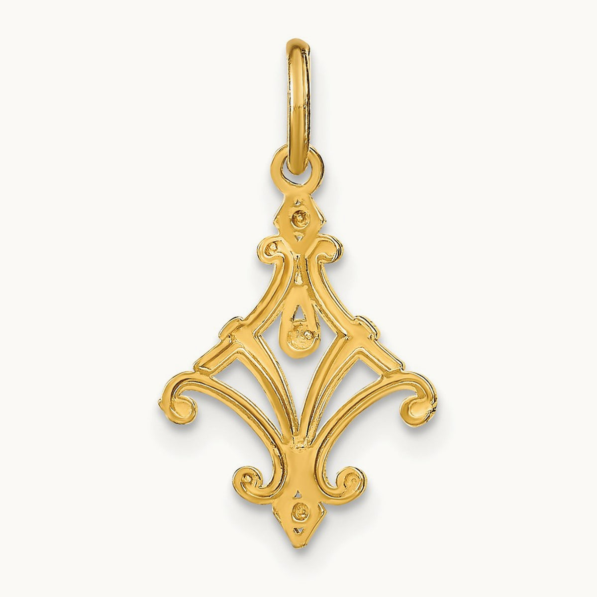 w/Rhodium D/C Chandelier Style Charm, 14K