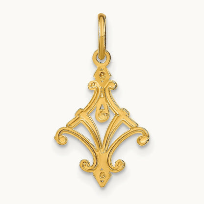w/Rhodium D/C Chandelier Style Charm, 14K