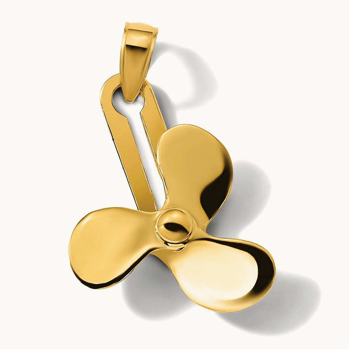Moveable 3 Blade Propeller Pendant, 14K