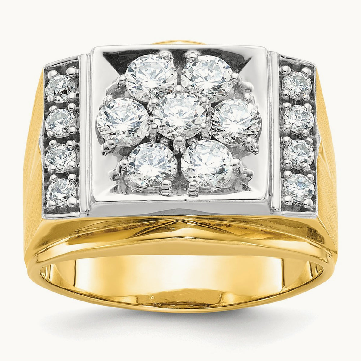IBGoodman Men's Polished and Satin Diamond Cluster Ring, 14K Two-tone