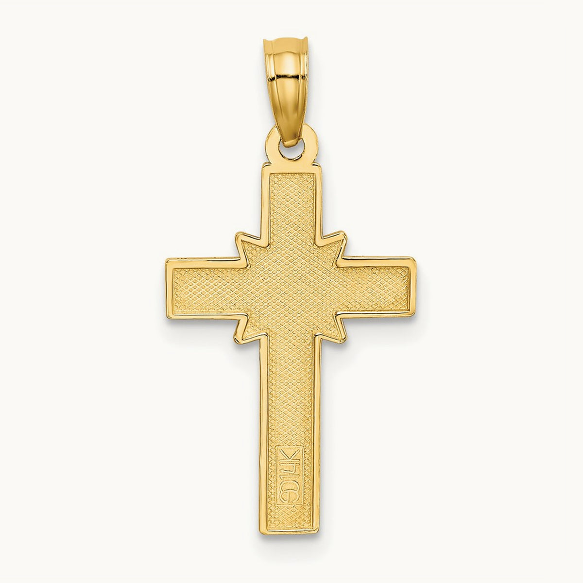 D/C Etched Cross Charm, 14K