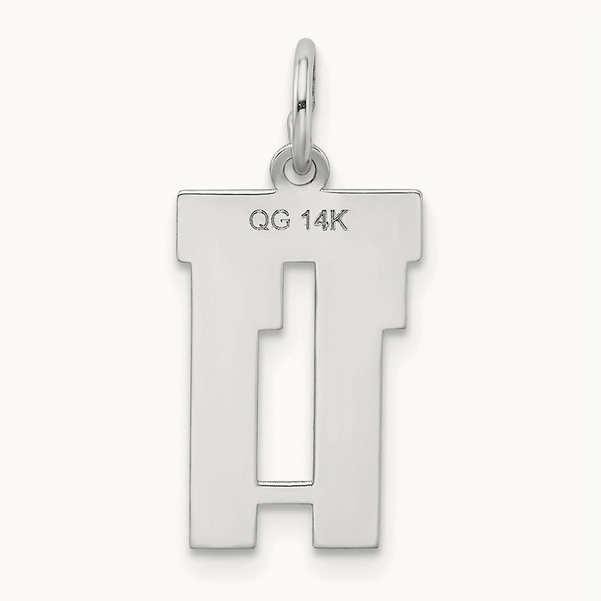 Small Satin Number 11 Charm — 14K White Gold