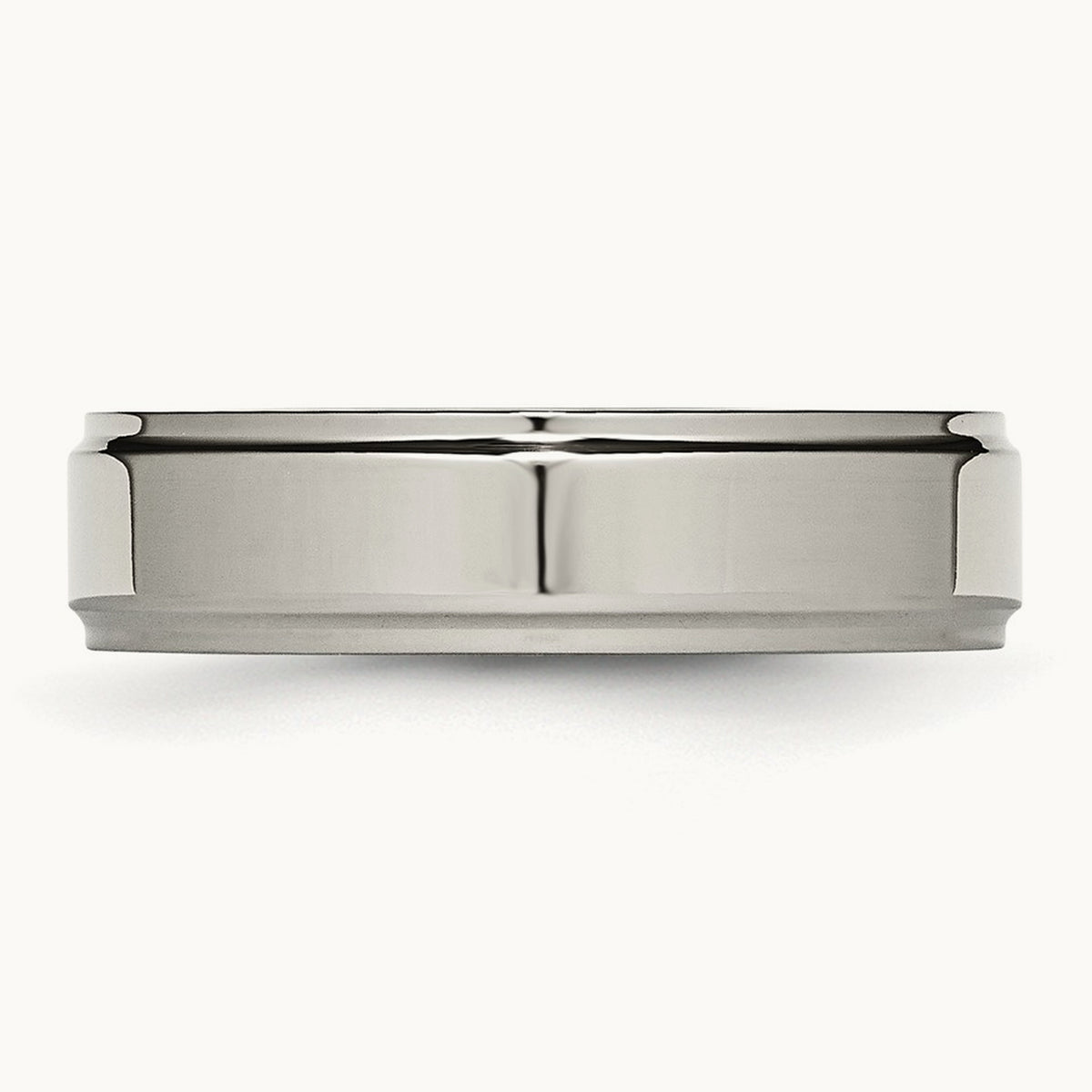 Polished Ridged Edge Band, 6mm, Titanium