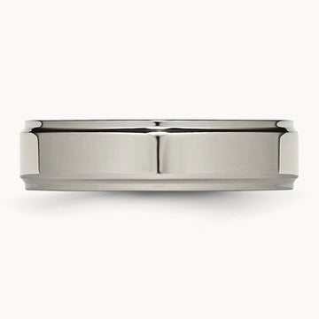 Polished Ridged Edge Band, 6mm, Titanium