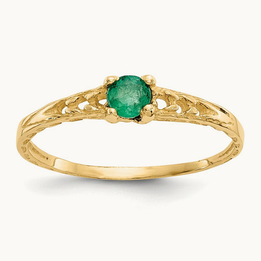 Madi K Emerald Birthstone Baby Ring, 3mm, 14K
