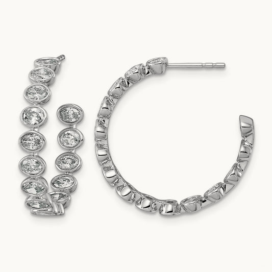Post East/West Oval Hoop Earrings, 2.50-3.25 ct tw Lab-Grown Diamond