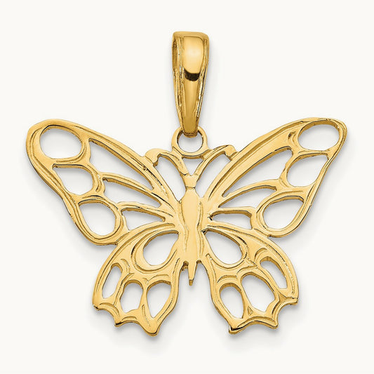 Butterfly Cut-out Pendant — 14K Yellow Gold