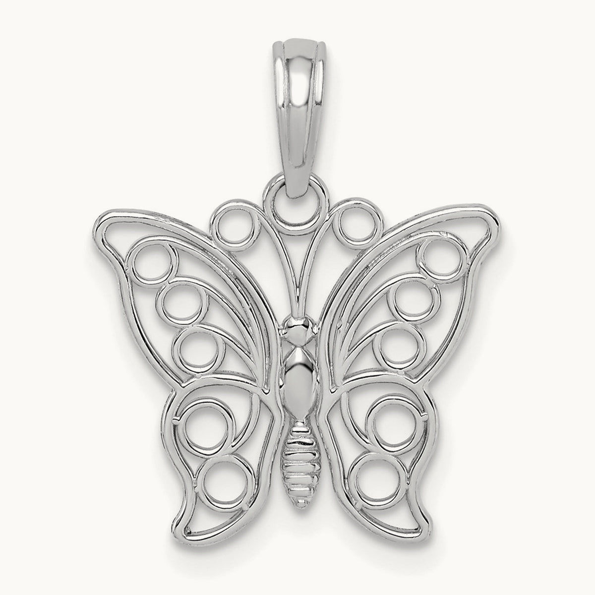 Cut-out Butterfly Large Pendant — 14K White Gold