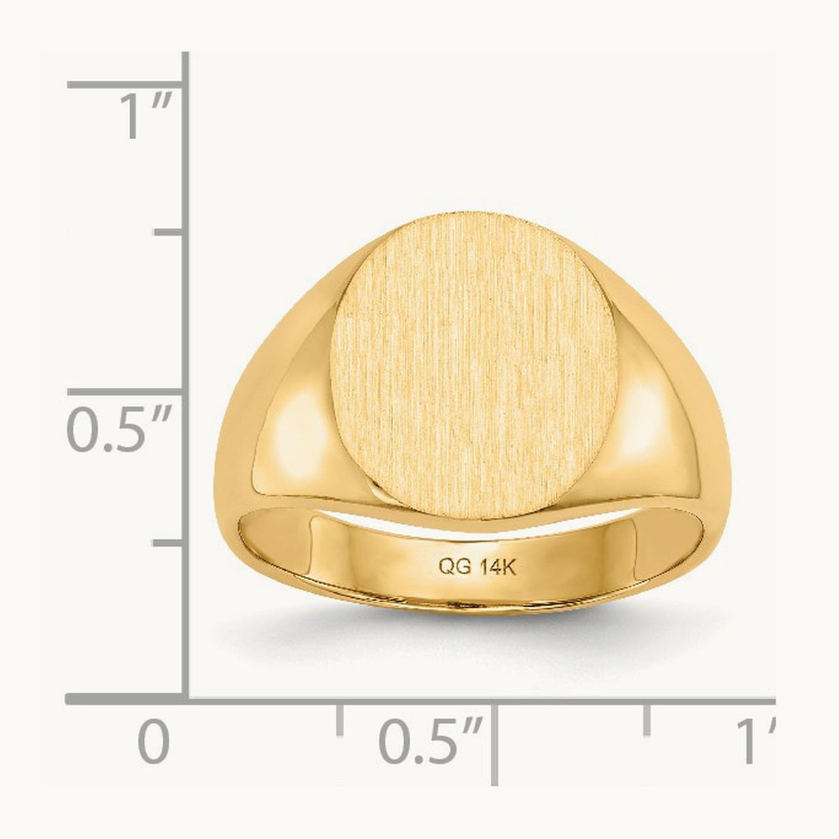 13.0x14. Closed Back Mens Signet Ring, 0mm, 14K