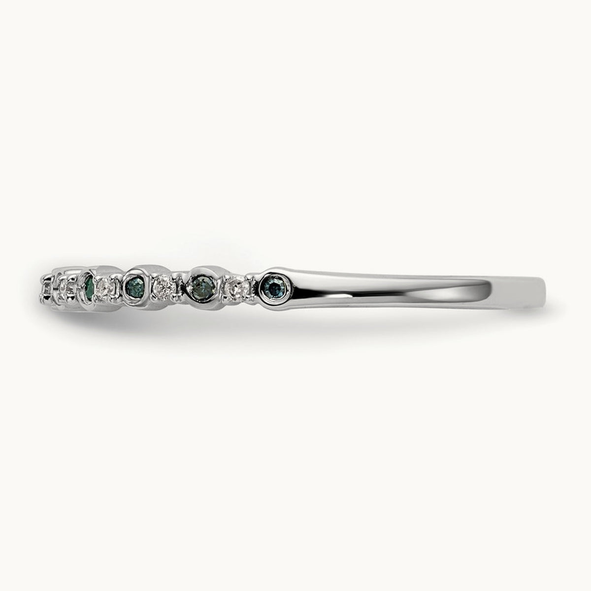 Blue and White Diamond Band, 14K White Gold