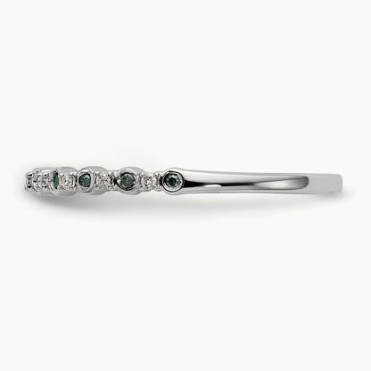 Blue and White Diamond Band, 14K White Gold