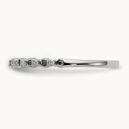 Blue and White Diamond Band, 14K White Gold