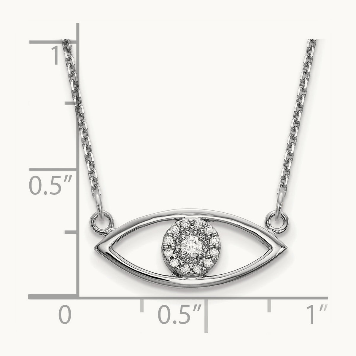 Small Necklace Diamond Evil Eye, 14K White Gold
