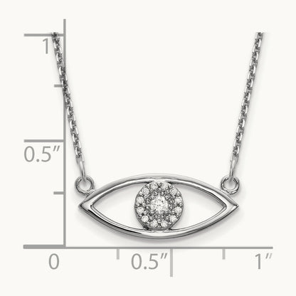 Small Necklace Diamond Evil Eye, 14K White Gold