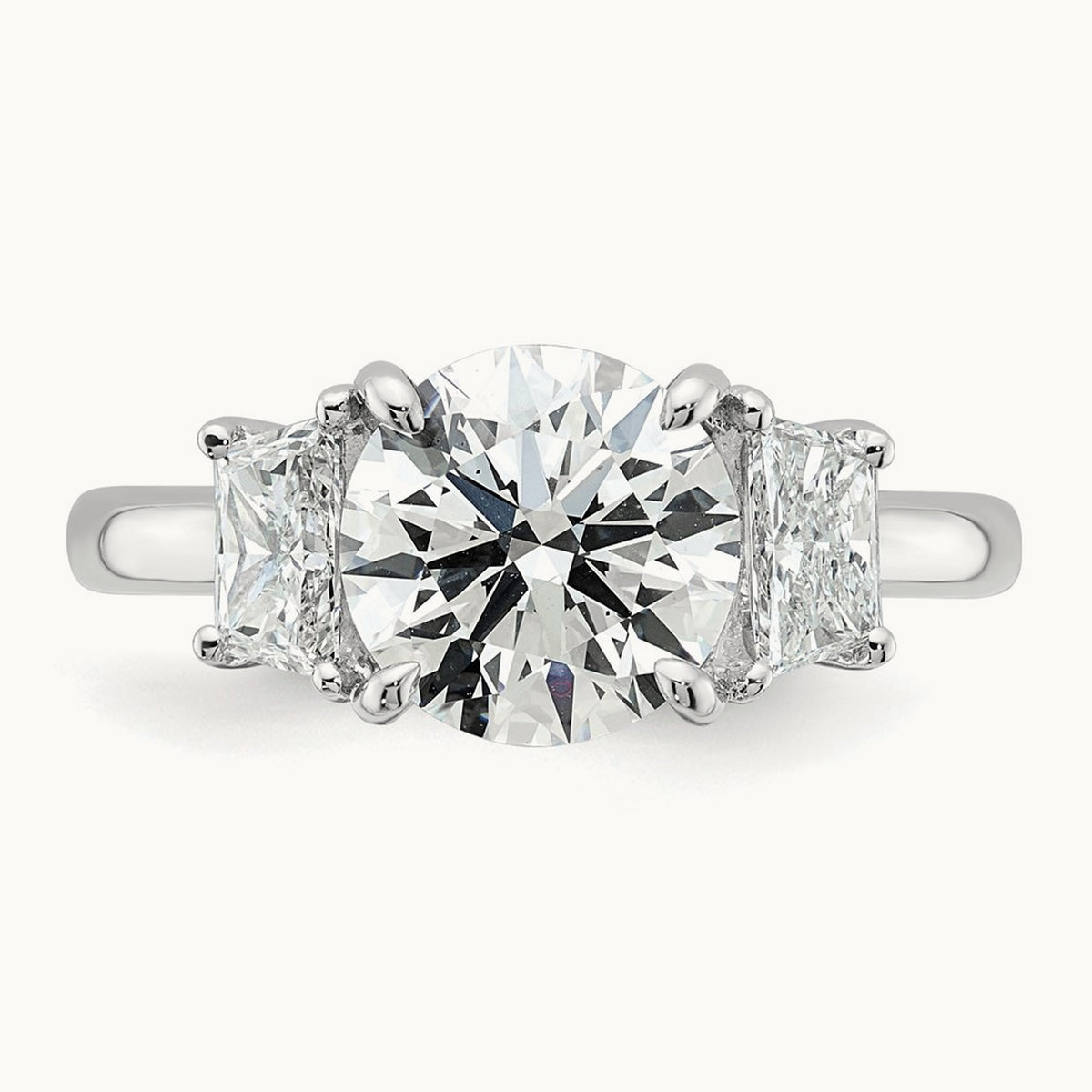 Trapezoid Sidestones Engagement Ring, 0.25-3.75 ct tw Lab-Grown Diamond — 3 1/2 ct, VS (Best) · Certified, 14K White Gold
