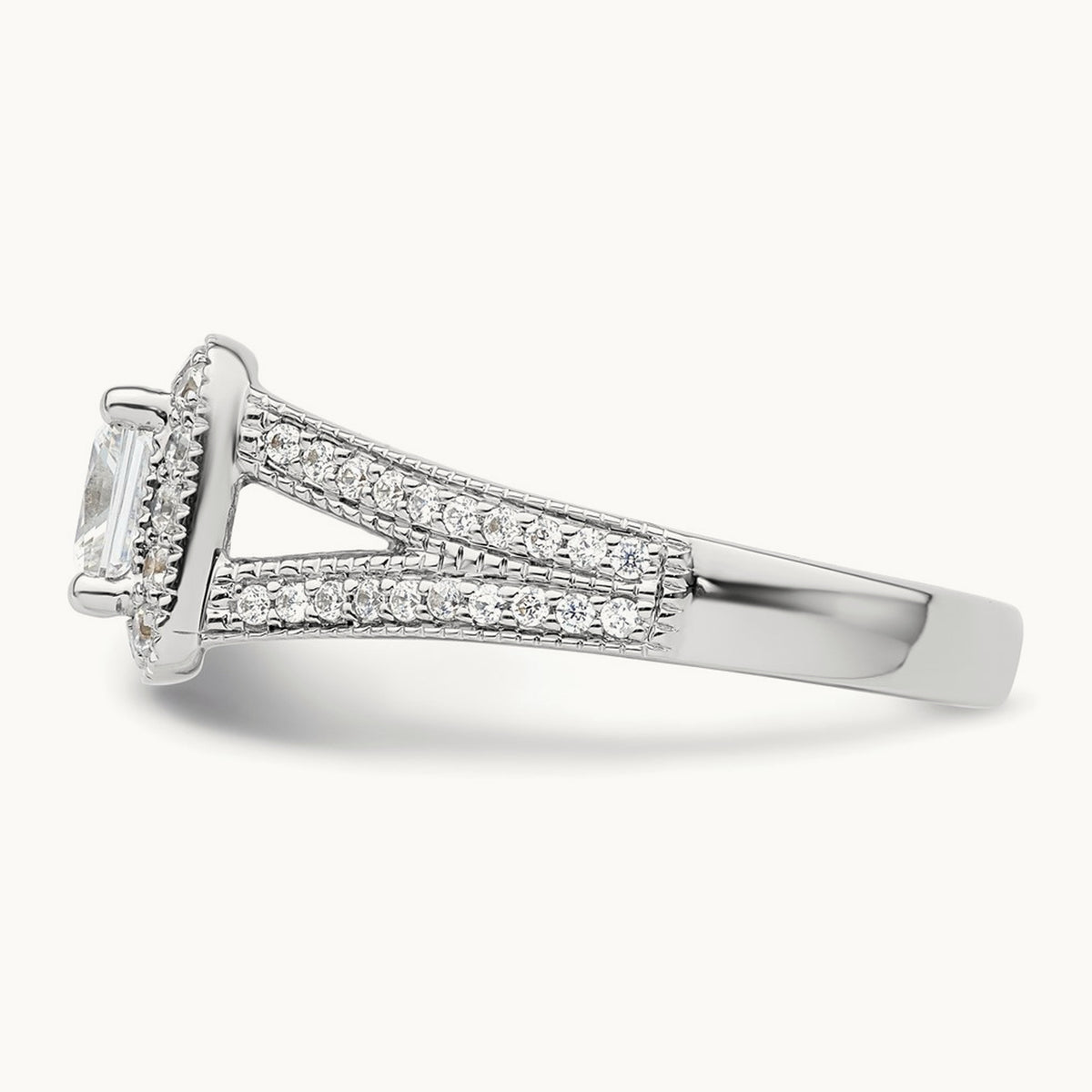 Princess Semi-Mount Halo Engagement Ring — 1/2 ct, 7