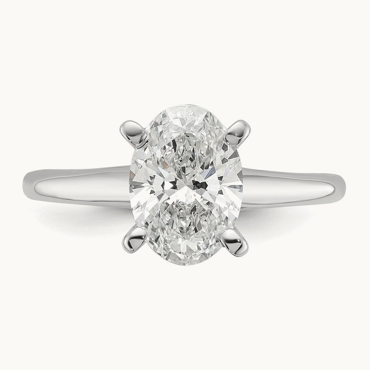 Oval Solitaire Engagement Ring, 0.50-5.00 ct tw Lab-Grown Diamond — 1 3/4 ct, 14K White Gold