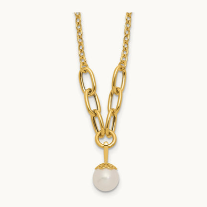 Polished Freshwater Cultured Pearl 16.75in Necklace, 14K