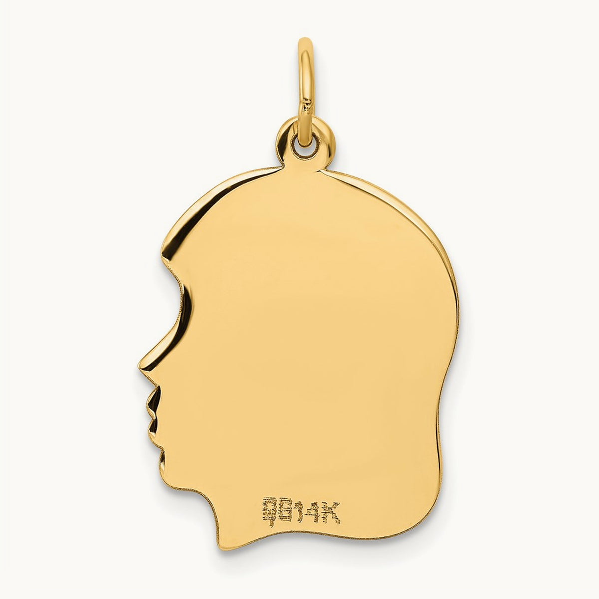 Plain Medium .009 Gauge Facing Right Engravable Girl Head Charm — 27mm