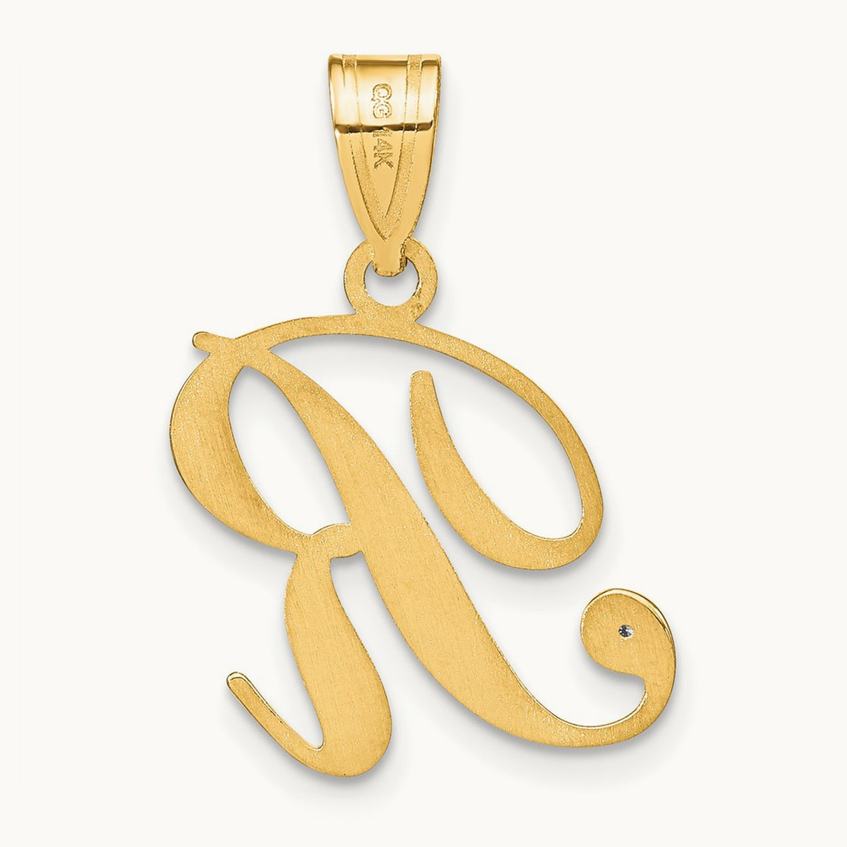 Script Initial Pendant with Diamond — R