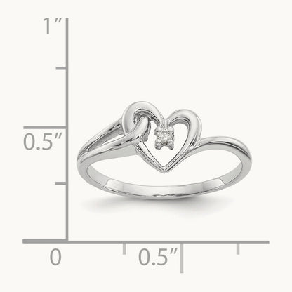 Polished AA Diamond heart ring, 14K White Gold