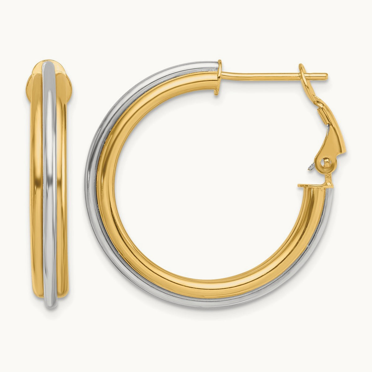 Polished Omega Back Hoop Earrings — 28mm