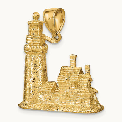 3D Cape Cod Lighthouse Pendant, 14K