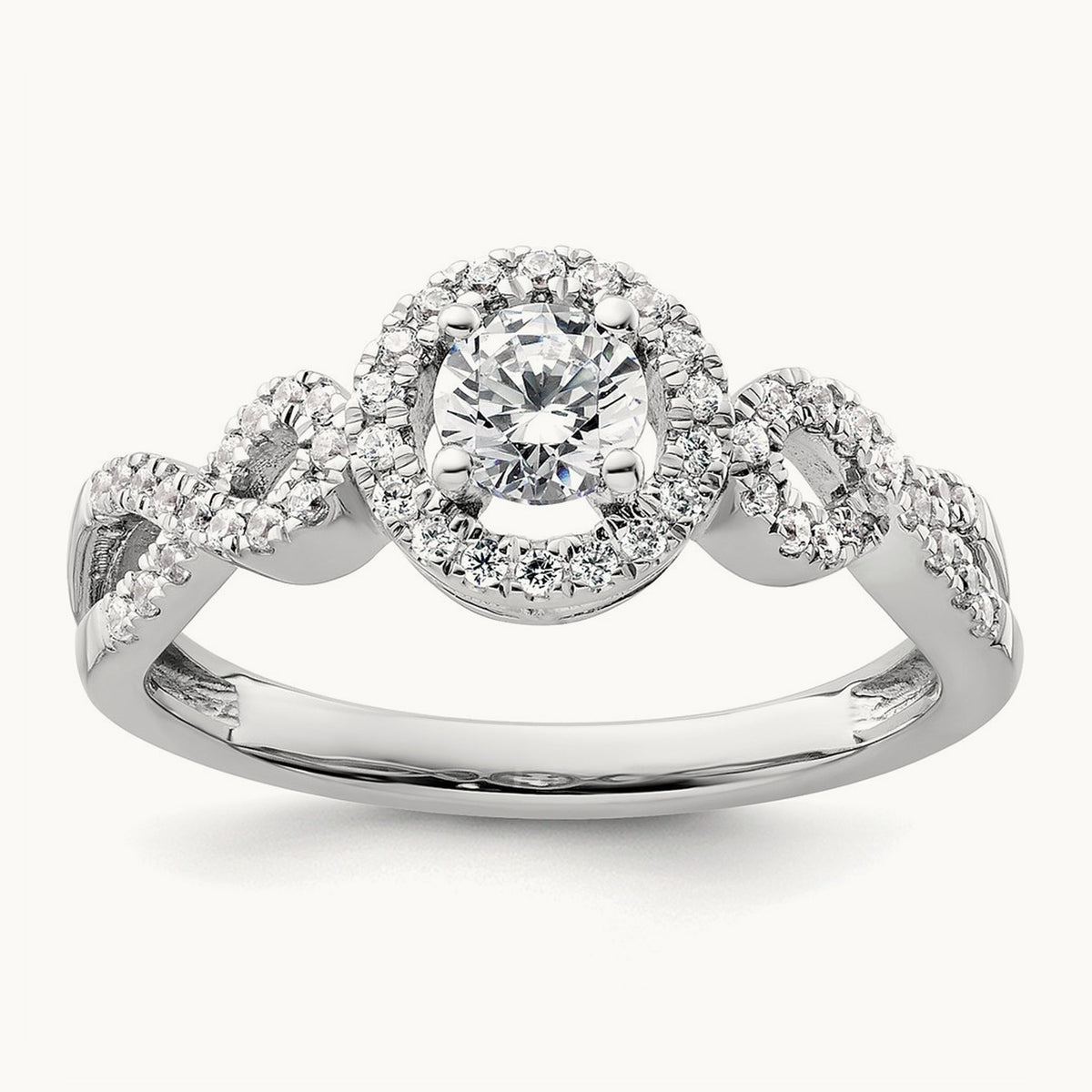 Round Halo Engagement Ring, 0.50 ct tw Lab-Grown Diamond