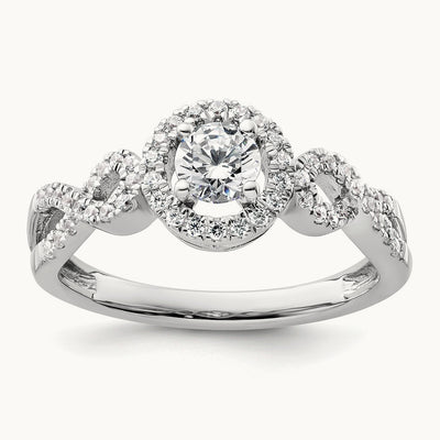 Round Halo Engagement Ring, 0.50 ct tw Lab-Grown Diamond