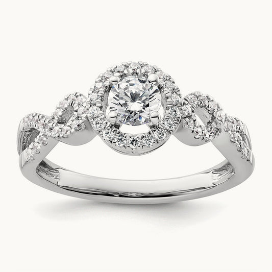 Round Halo Engagement Ring, 0.50 ct tw Lab-Grown Diamond