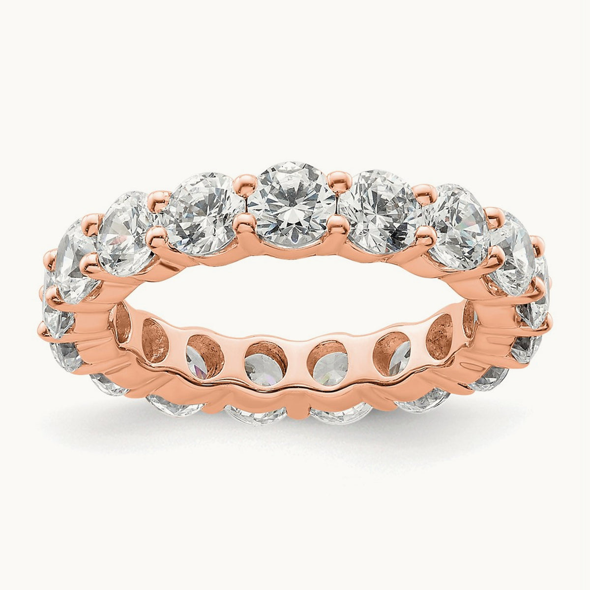 Polished Shared Prong Diamond Eternity Band, 3.00 ct tw — 14K Rose Gold