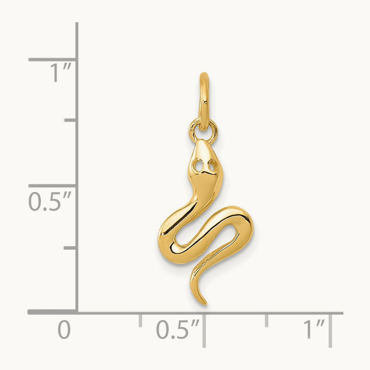Solid Polished Snake Charm — 14K Yellow Gold