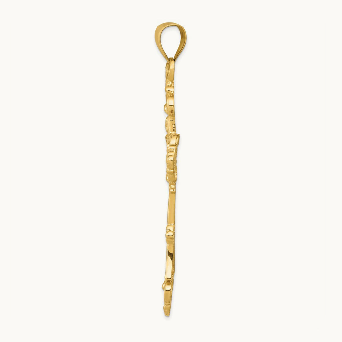 Fleur De Lis Large Cross Pendant, 14K