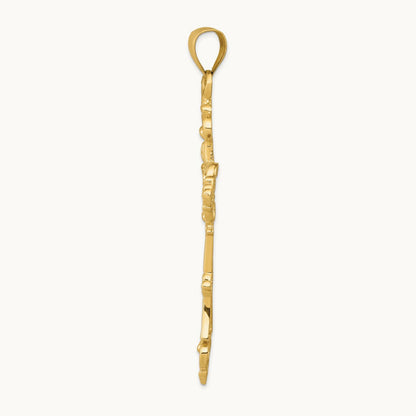 Fleur De Lis Large Cross Pendant, 14K