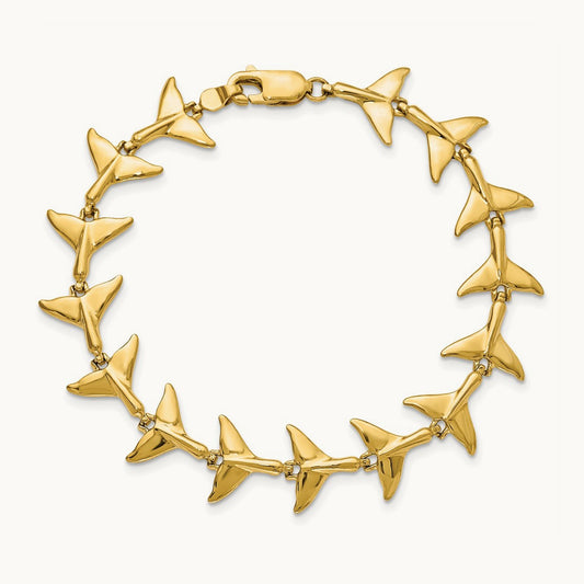 Whale Tail Bracelet, 14K