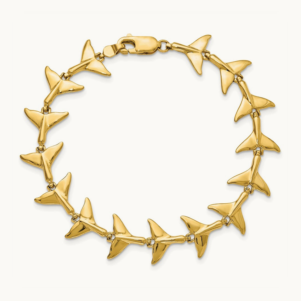 Whale Tail Bracelet, 14K